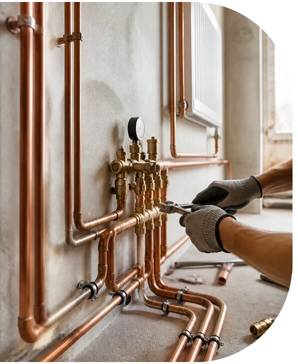 Монтаж отопления из медных труб для дома в Прохладном